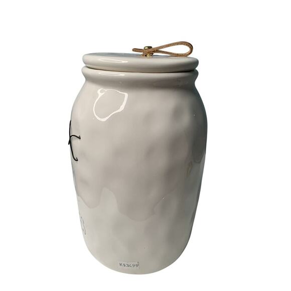 Mud Pie Bistro Cookie Jar 2017 White w/ Brown Leather 9” Tall New NWT - Picture 5 of 14